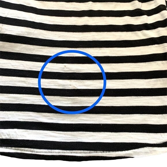 Anthropologie Postage Stamp S Henley Top Black White Stripe Roll Tab Sleeve 52K - Picture 7 of 11